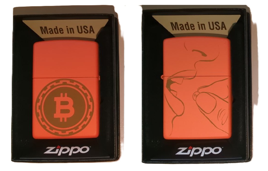 Orange PIll / Bitcoin Logo Classic Zippo - Orange